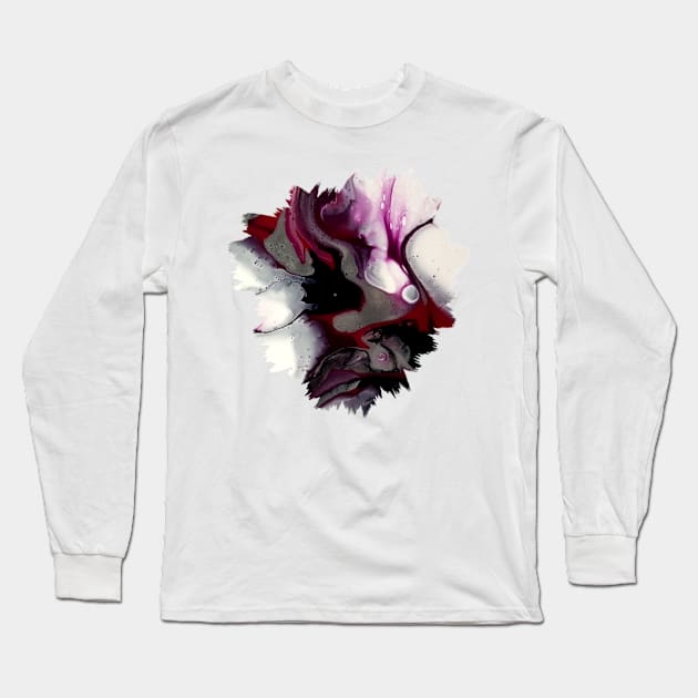 Red/Purple/Black Acrylic Pour Painting Long Sleeve T-Shirt by Designs_by_KC